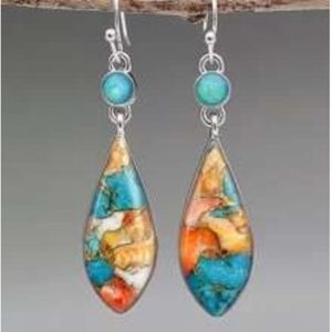 Orange and Blue Pretty Drop Earrings